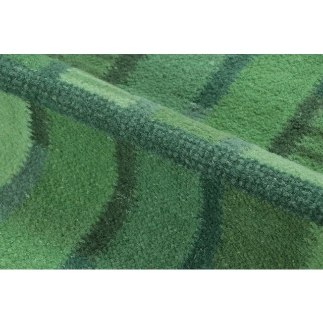 Rug & Kilim’s Scandinavian-Inspired Accent Rug With Green Geometric Patterns For Sale In New York - Image 6 of 7