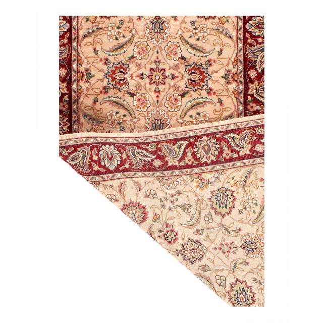 Traditional Pasargad DC Ivory Fine Hand Knotted Tabriz Runner Rug For Sale - Image 3 of 3
