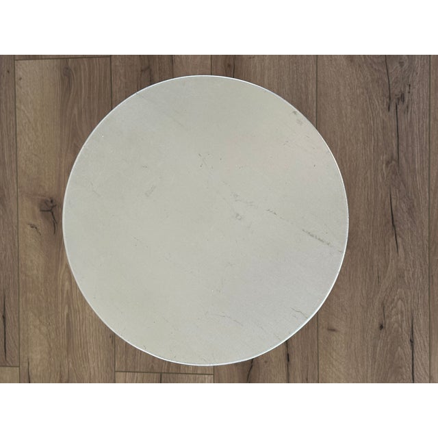 Silver Baker Furniture Round Silver Leaf Petal Side Drum Drink Table by Thomas Pheasant For Sale - Image 8 of 9