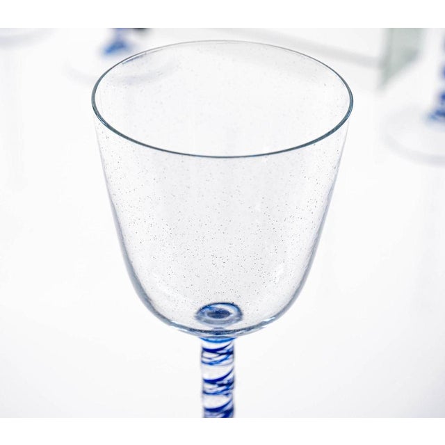 Cobalto and Pulegoso Murano Glass with Twisted Stems from Cenedese, 1950s, Set of 6 For Sale - Image 15 of 18