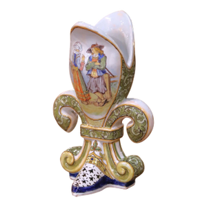 19th Century French Porquier-Beau Quimper Fleur-De-Lys Form Faience Vase