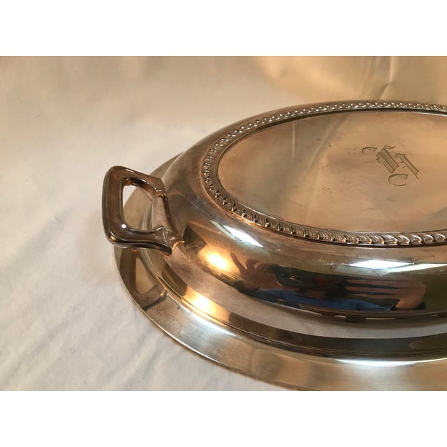 1950s Silver Covered Meat Dish Monogram H For Sale - Image 5 of 8