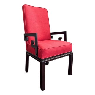 Mid 20th Century Michael Taylor Ebonized Mahogany Greek Key Arm Chair For Sale