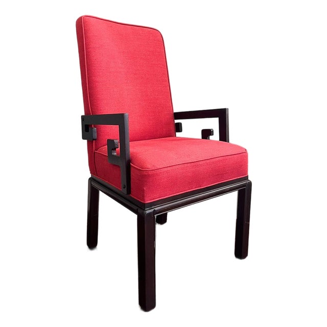 Mid 20th Century Michael Taylor Ebonized Mahogany Greek Key Arm Chair For Sale