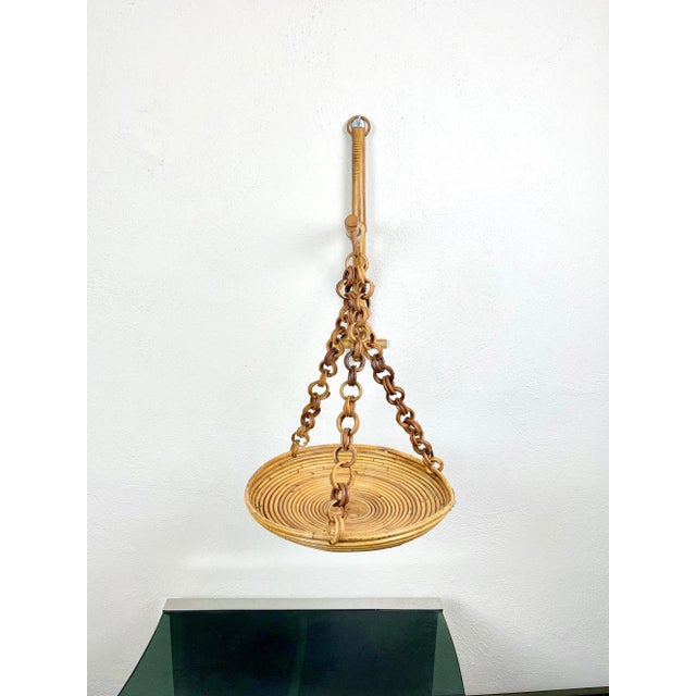 Rattan & Bamboo Wall Stand Flower Plant Holder, Italy, 1960s For Sale - Image 8 of 15