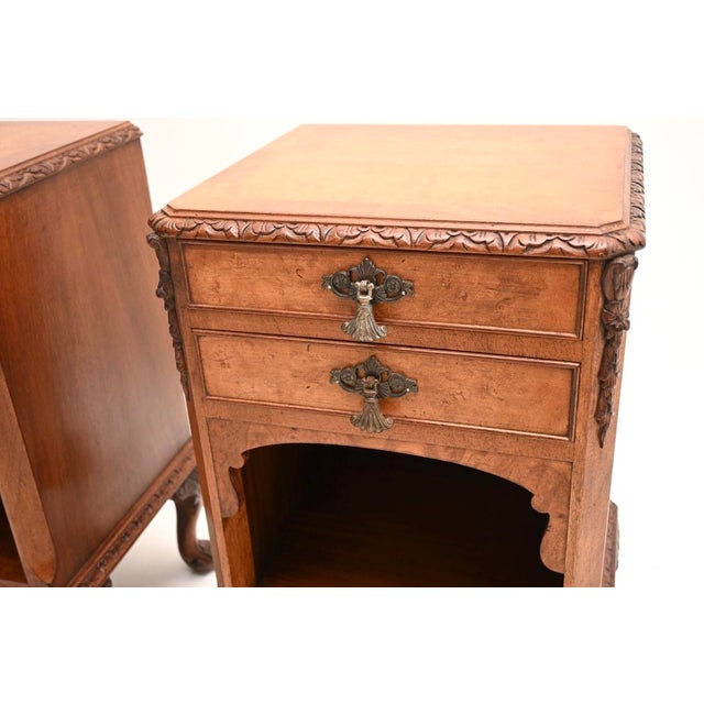 Antique Burr Walnut Bedside Cabinets, 1920, Set of 2 For Sale - Image 9 of 10