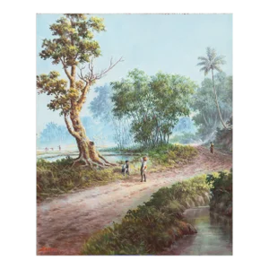 'Indonesian Landscape' by Raden Soekardji, Mooi Indië, Javanese, Djakarta, Rms Otranto