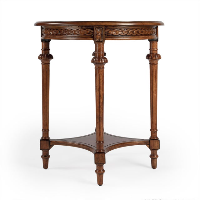 2020s Hellinger Round End Table, Medium Brown For Sale - Image 5 of 9