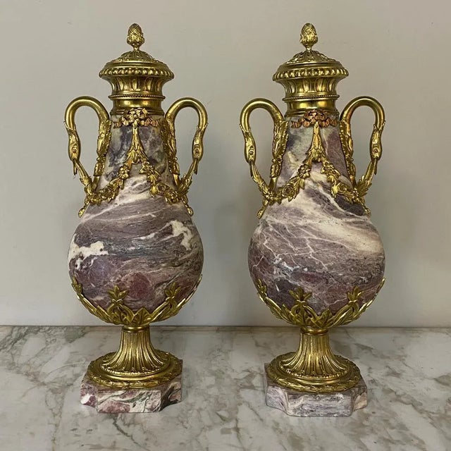 19th Century French Louis XVI Marble & Bronze Cassolettes - a Pair For Sale - Image 13 of 13