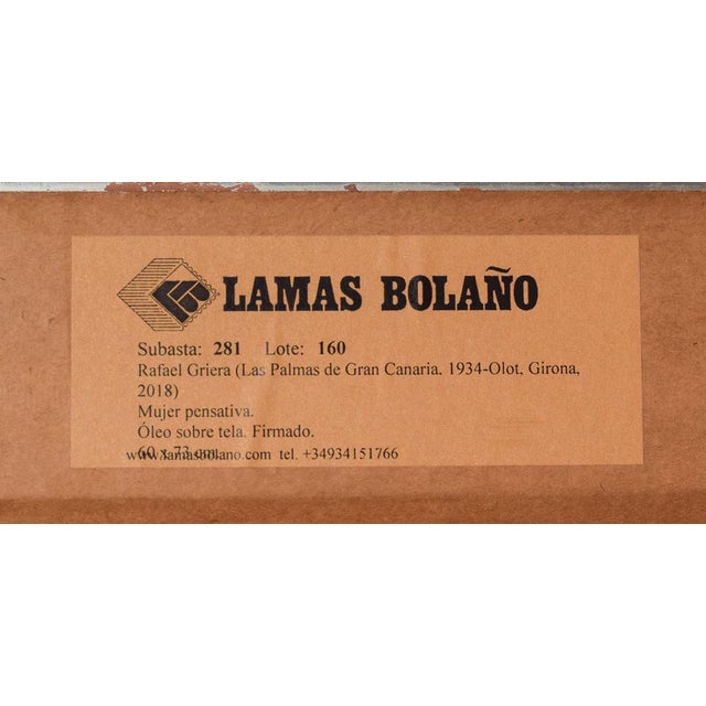 Rafael Griera, Portrait of a Lady at a Window, Oil on Canvas, Framed For Sale - Image 11 of 13