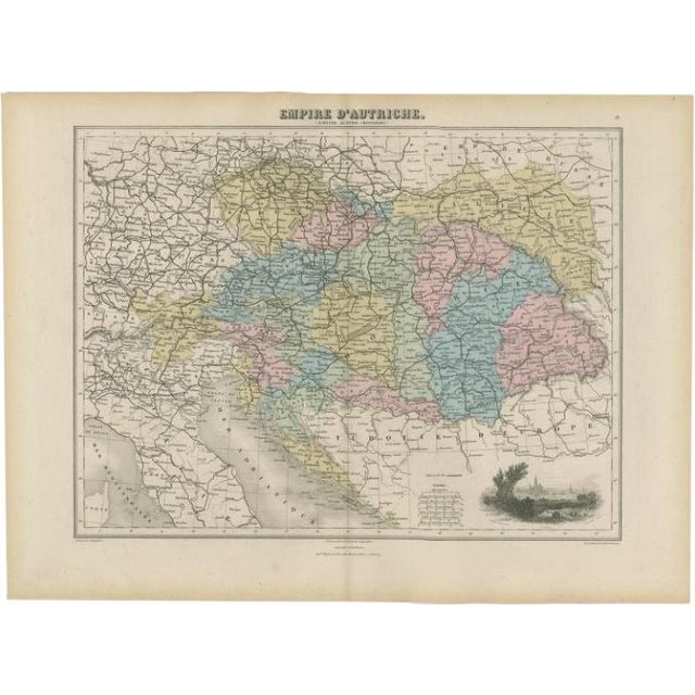 Late 19th Century Antique Map of the Austrian Empire by Migeon, 1880 For Sale - Image 5 of 5