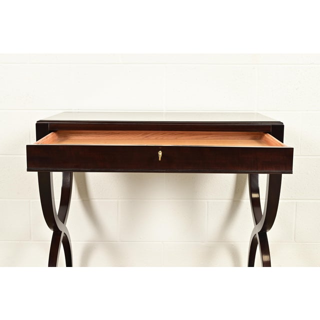 Wood Councill Modern Regency Dark Mahogany Writing Desk or Console Table For Sale - Image 7 of 13