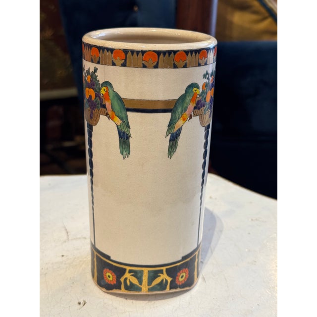 Antique Art Nouveau Pottery Vase- 1916, Signed For Sale - Image 4 of 11