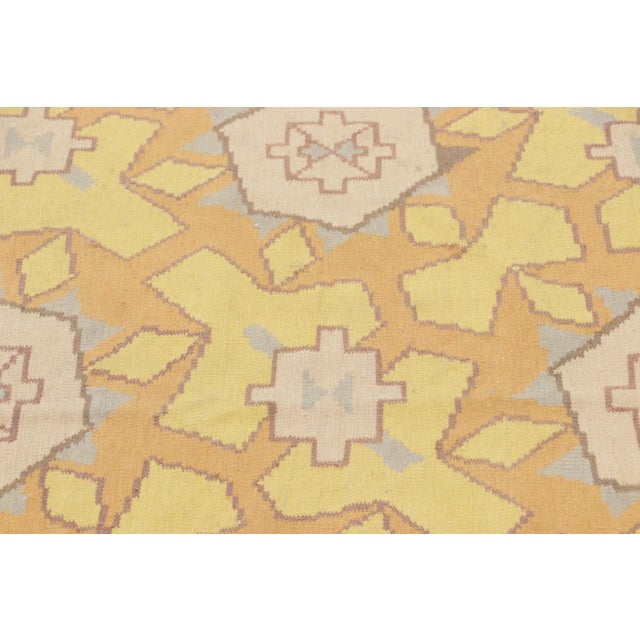 Rug & Kilim Vintage Bessarabian Kilim in Pink and Yellow Geometric Pattern For Sale - Image 4 of 6