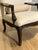 Pair Custom French Style Bergere Chairs in Tortoise Shell Finish Nailhead Trim Chairs Upholstered in Classic Cloth Silk...