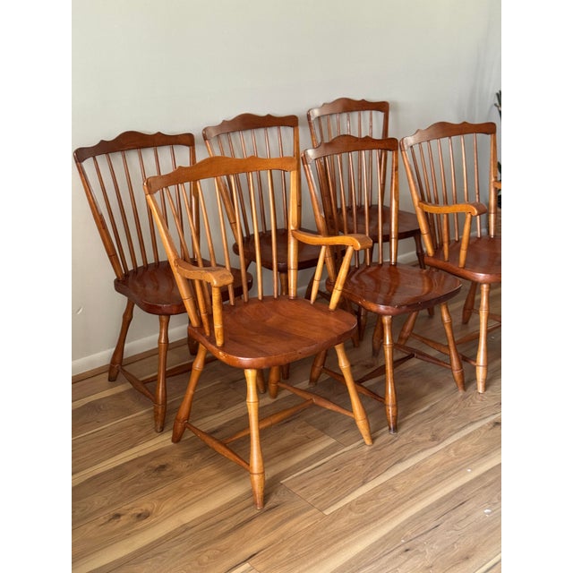 Cabin Vintage Windsor Style Dining Chairs - Set of Six For Sale - Image 3 of 11