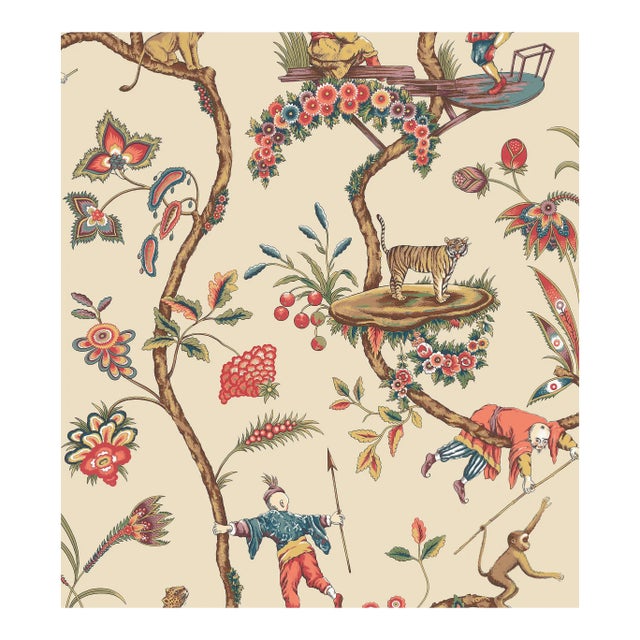 Sample - The House of Scalamandré Chinoise Exotique Wallcovering, Ecru For Sale
