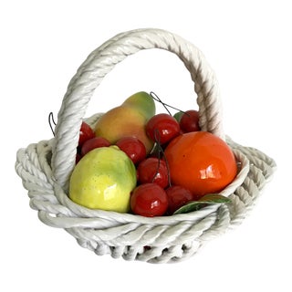 20th Century Italian Porcelain Fruit Basket For Sale