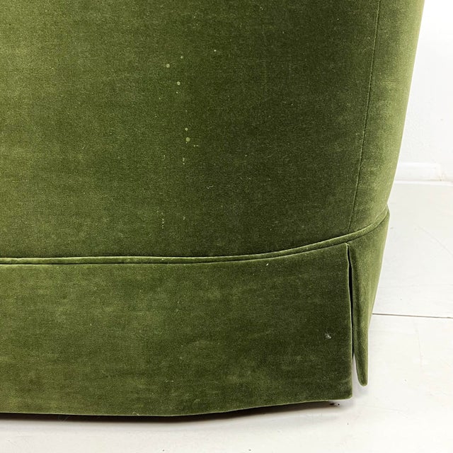 1960s Green Schumacher Velvet Curved Loveseat For Sale - Image 11 of 15