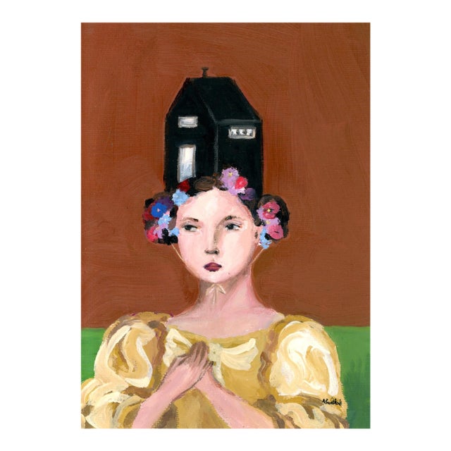 House Obsessed: Lucia, Mid Century Modern Impressionist Portrait Oil Painting by Alexandra Swistak For Sale