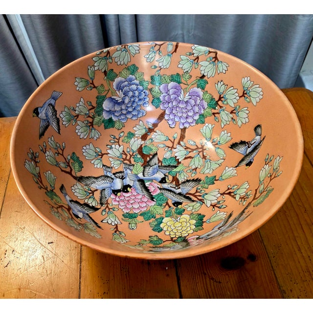 1960s Large Center Piece Chinese Famille Rose Bowl For Sale - Image 4 of 8