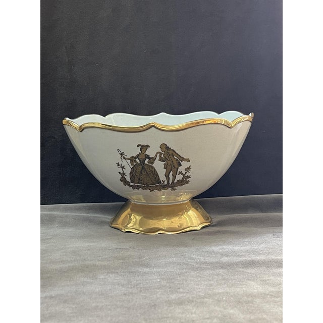 White and Gold Porcelain Bowl For Sale - Image 4 of 4