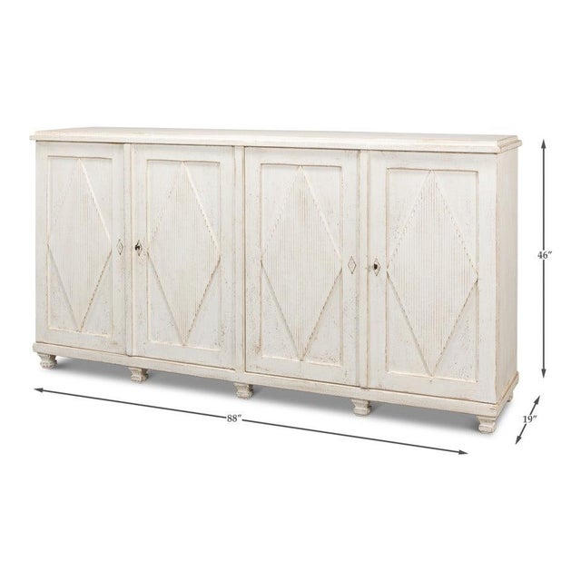 French Country 4-Door Sideboard, 88" - Whitewashed Reclaimed Pine For Sale - Image 11 of 11