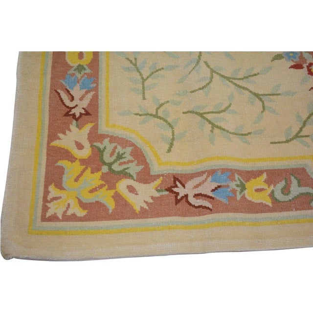 Vintage Chinese Art Deco Hand Knotted Wool Rug, 4'10x5'8 For Sale - Image 4 of 4