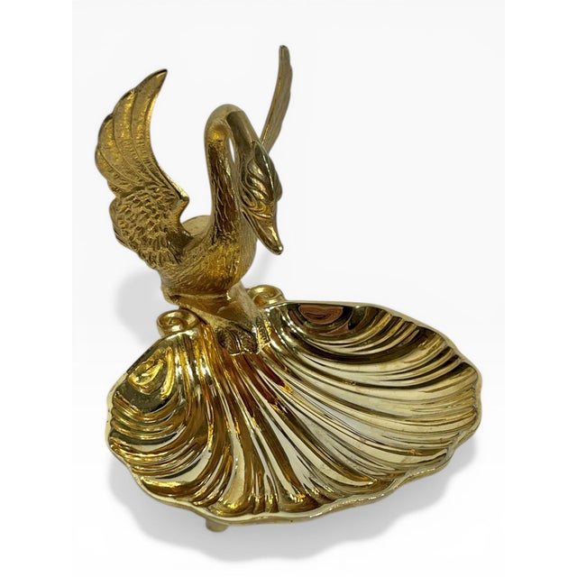 Pair of Vintage Brass Swan & Shell Soap Dishes in the Style of Sherle Wagner For Sale - Image 10 of 17