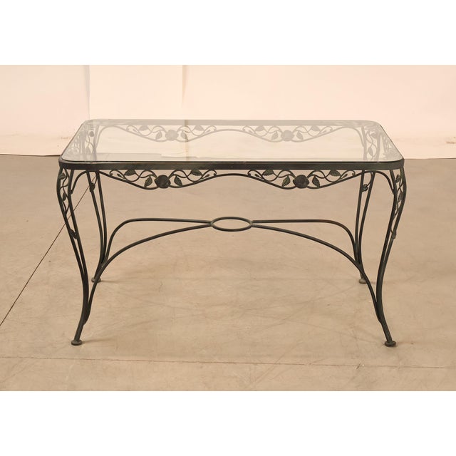 Vintage Glass Top Wrought Iron Patio Table For Sale - Image 18 of 18
