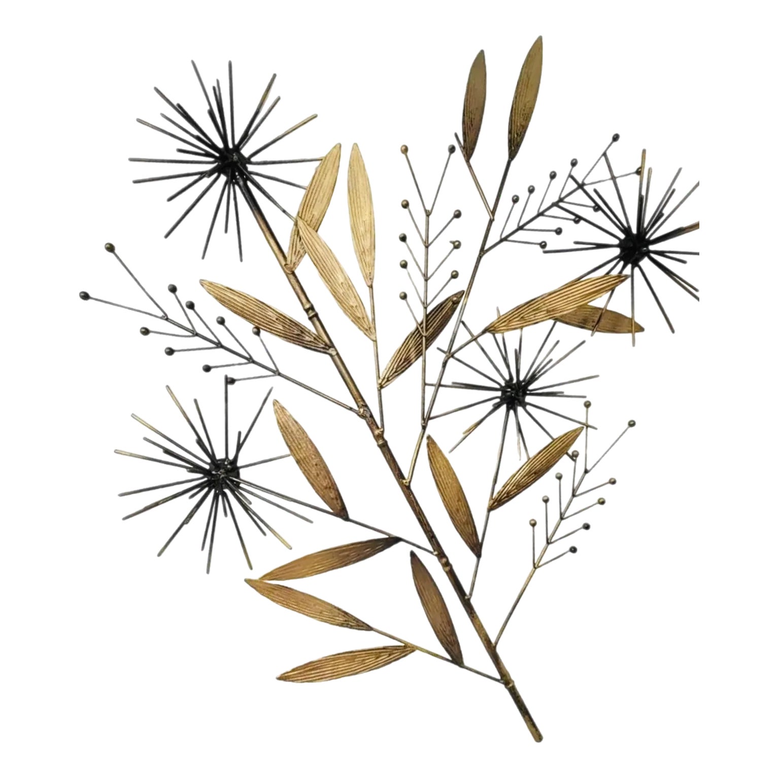 Vintage Mid Century Modern Curtis Jere Style Brass Pom Pom Bamboo