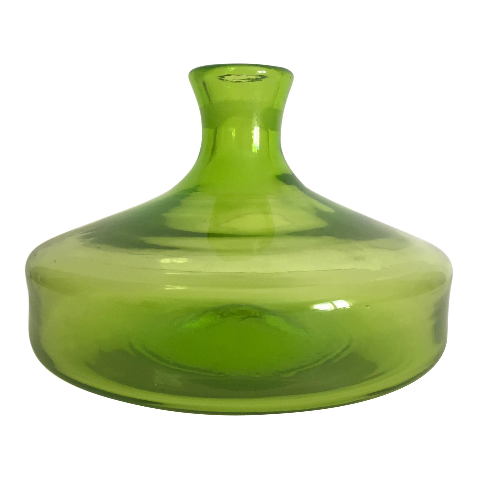 Vintage Blenko MidCentury Chartreuse Handmade Glass Vase Chairish
