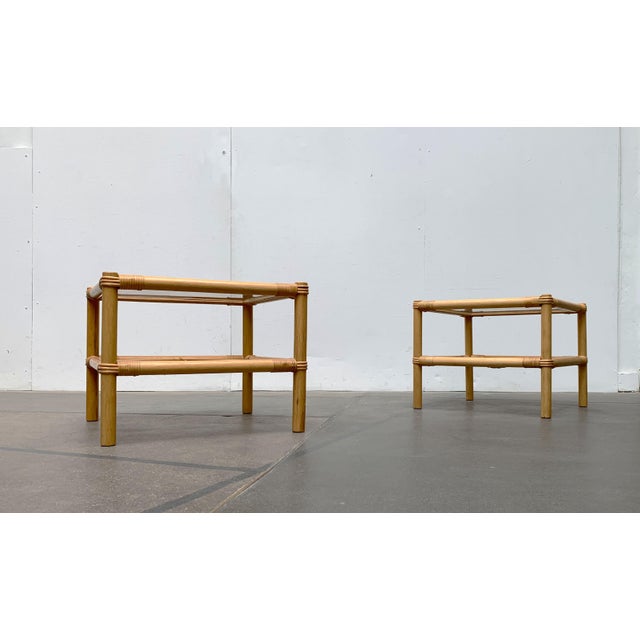Vintage Bamboo and Glass Side Tables, 1970s, Set of 2 For Sale - Image 10 of 18
