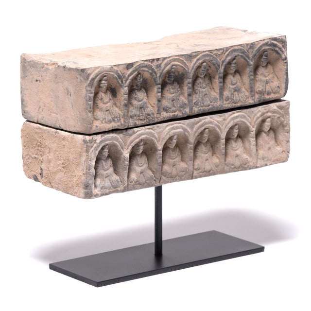 Double Tibetan Tsa Tsa on Metal Stand For Sale - Image 4 of 5