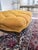 Canary Yellow Vintage Louis XVI Style Tufted Gold Ottoman With Brass Paw Feet For Sale - Image 8 of 10