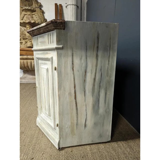 Patinated Low Buffet with Cherry Marble Tray For Sale - Image 3 of 7