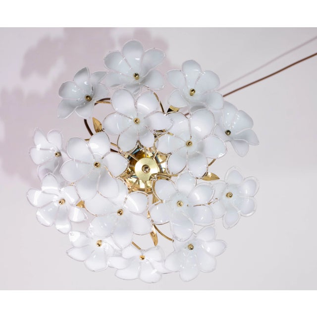 Murano Style Ceiling Light White Flowers, 1970 For Sale - Image 12 of 12