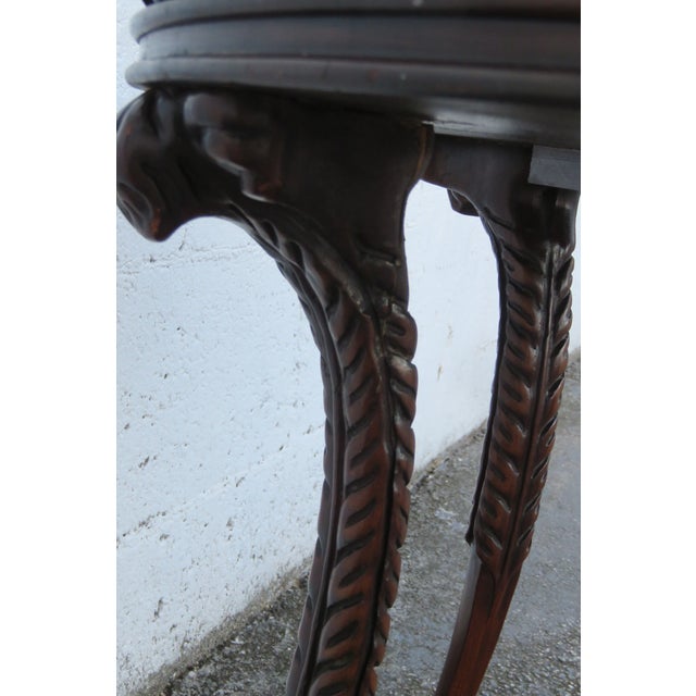 Brown Hand Carved Round Two Tier Mahogany Glass Top Side End Lamp Table 5762 For Sale - Image 8 of 12