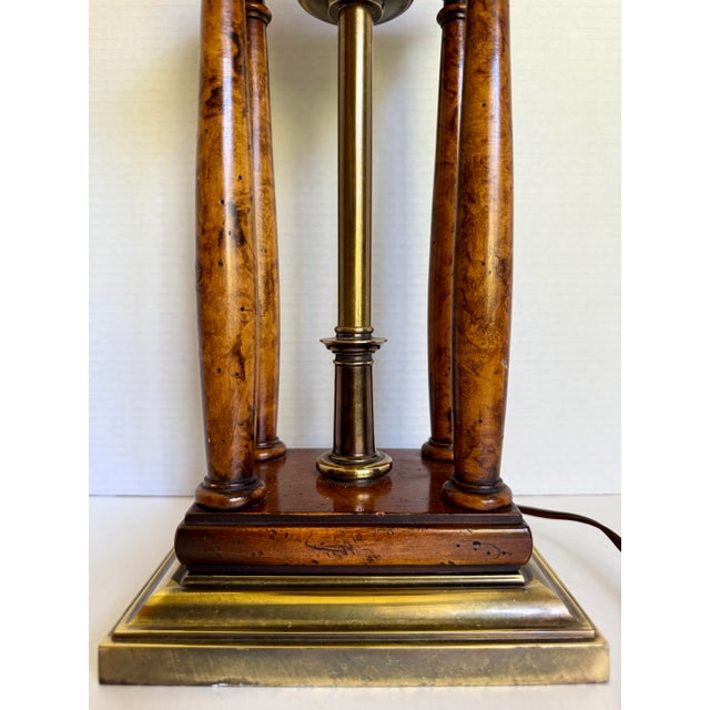 Mid 20th Century Vintage Stiffel Neoclassical Regency Brass and Wood Column Table Lamp For Sale - Image 5 of 12