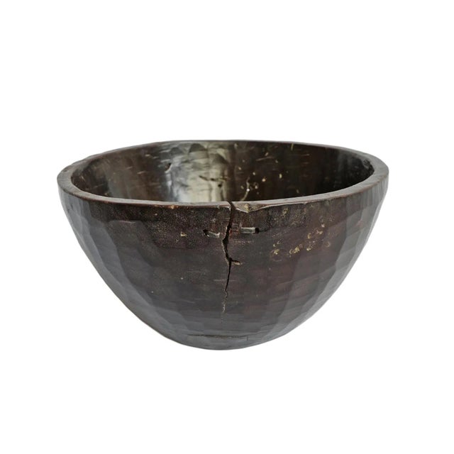 Mid 20th Century Vintage Nepal Rustic Wood Bowl For Sale - Image 5 of 5