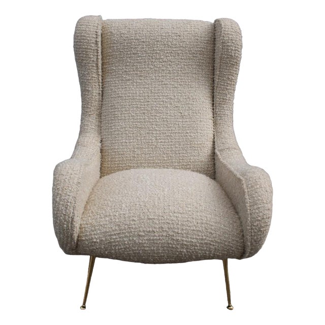 Senior Armchair in Wool & Brass by Marco Zanuso, 1950s For Sale