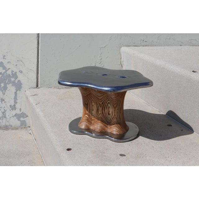 Trasnfera side table by alina rotzinger materials: phenolic birch plywood treated and lacquered with epoxy resin, steel...