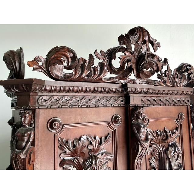 Vintage Boho Black Forest Carved Oak Armoire For Sale - Image 10 of 14