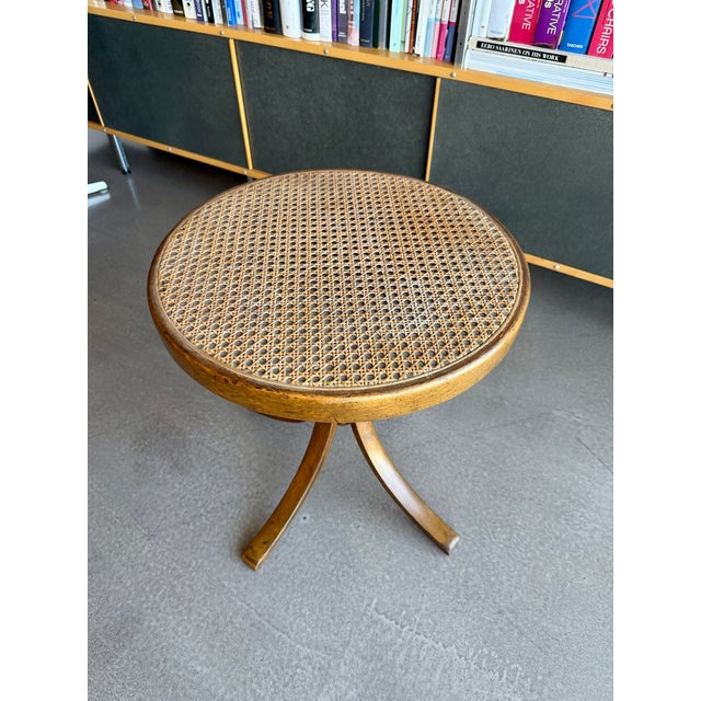 Wood Vintage CCFM Bentwood Martini Table Mid Century Modern Cane Rattan Side Stand Thonet Style For Sale - Image 7 of 14