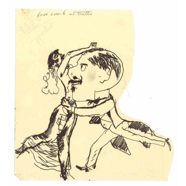 The Dance is an original Drawing in pen on paper realized by Mino Maccari in mid 20th century. Good conditions with some...