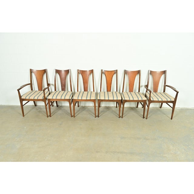 Mid-Century Modern Broyhill Brasilia Mid-Century Modern Sculpted Walnut Dining Chairs, Set of Six For Sale - Image 3 of 13