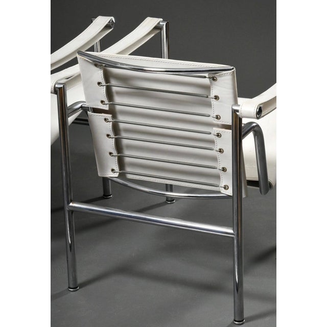 White Leather LC1 Basculant Chair by Le Corbusier, Pierre Jeanneret & Charlotte Perriand for Cassina, 1970s For Sale - Image 6 of 13