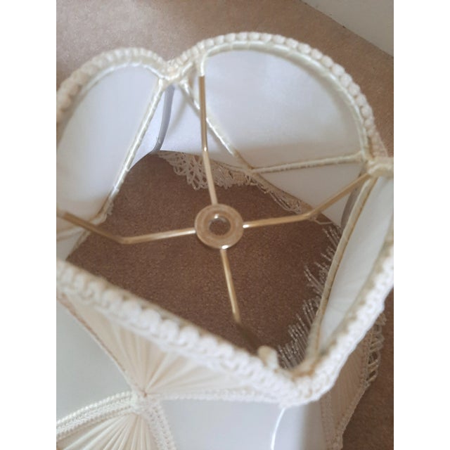 Antique Silk Fringe Beaded Lampshade Pearl Glass For Sale - Image 9 of 9