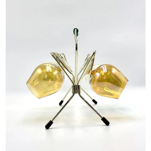 Vintage Art Glasses with Rack from Gehren, 1950s, Set of 7 For Sale - Image 6 of 10