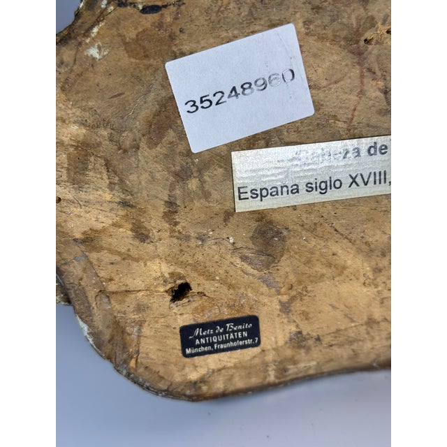 Mid 18th Century 18th-Century Spanish Polychrome Wood Angel Head For Sale - Image 5 of 8